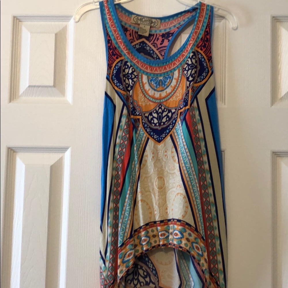 Long flowy printed tank
